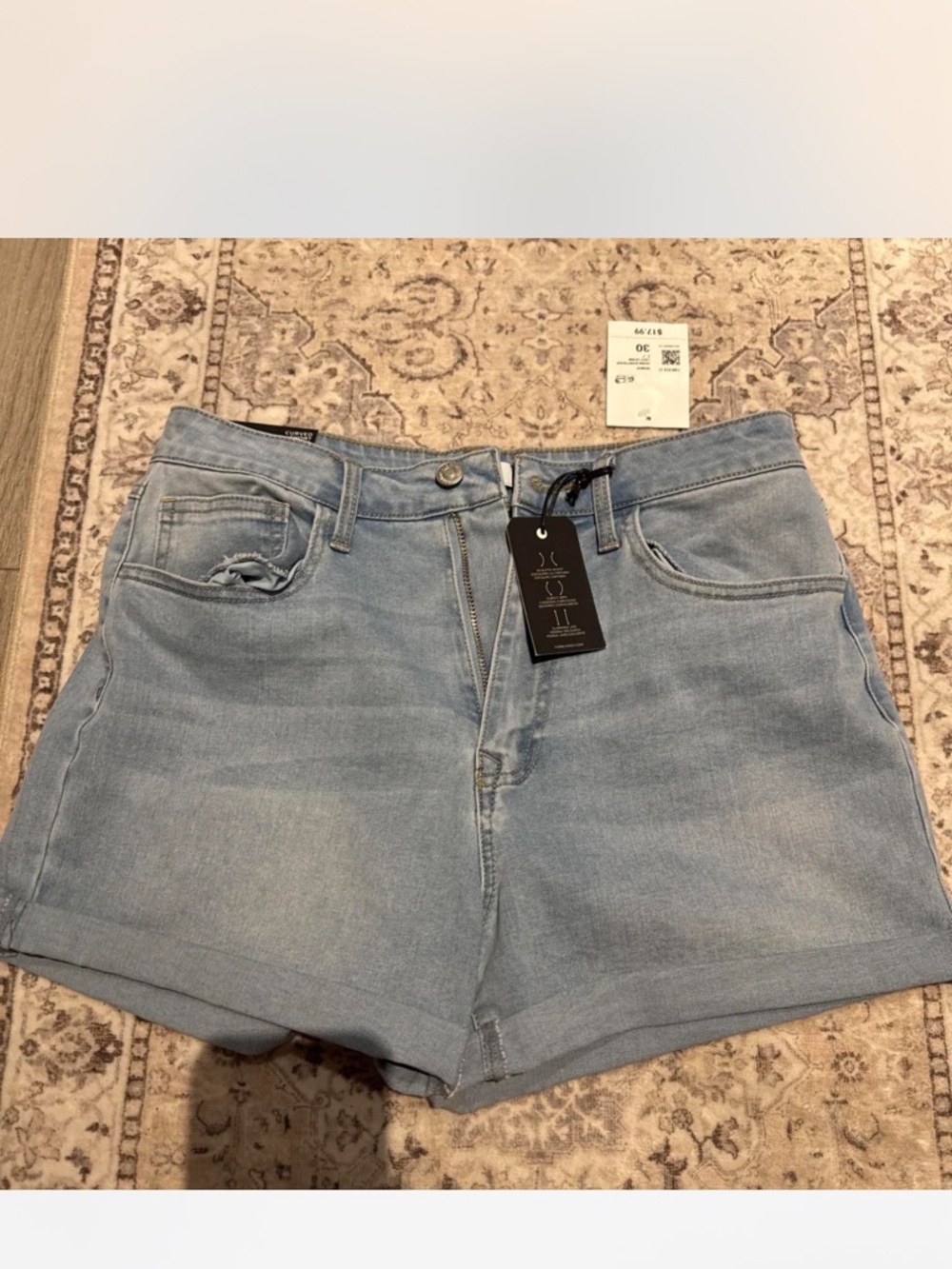 Forever 21 Light Blue High-Rise Denim Shorts